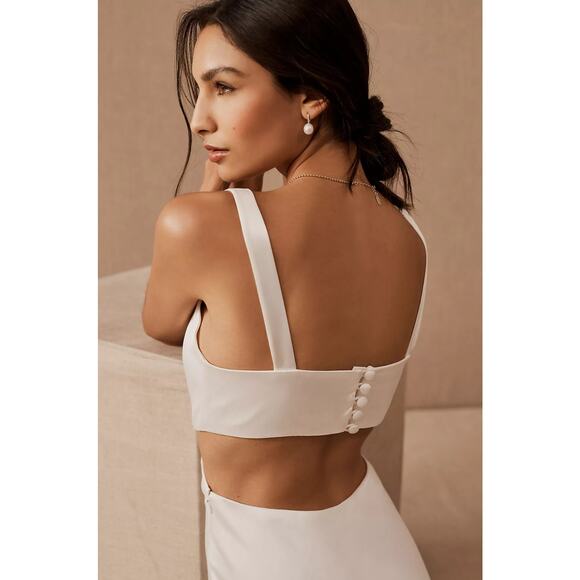 NWT Sachin & Babi Cutout Satin White Midi Dress - 12 - Picture 4 of 7